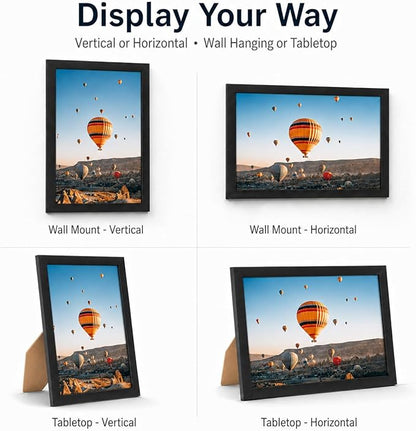 JCJMY 7x11 Picture Frame Set of 6 Black for Wall Hanging or Tabletop- Wall Mounting Horizontally or Vertically, 7 x 11 Wall Gallery Poster Photo Frames for 7 by 11 Photo, 6 Pack, Black