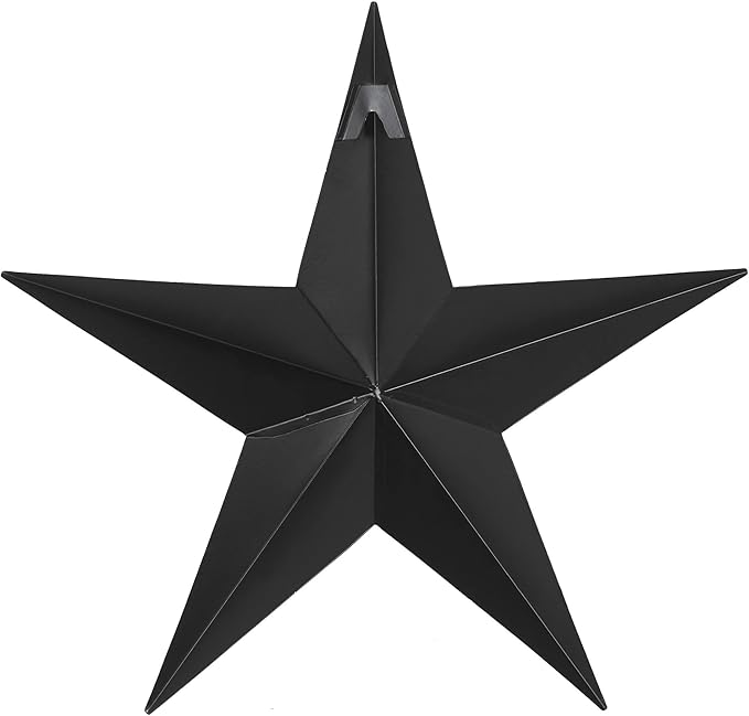 VHC Brands Patriotic Faceted Metal Star Wall Hanging, 12x12, Distressed Appearance, Charcoal Black, Independence Day Decor