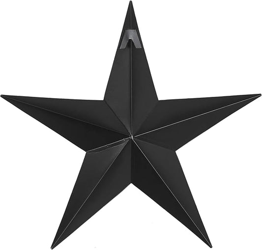 VHC Brands Patriotic Faceted Metal Star Wall Hanging, 12x12, Distressed Appearance, Charcoal Black, Independence Day Decor