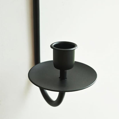 Metal Wall Candle Sconce Holder Set of 2 Wall Mount Candle Holders Modern Wall Candle Sconces Hanging for Living Room Farmhouse Fireplace Wedding 16.5"×5"×3" (Black)