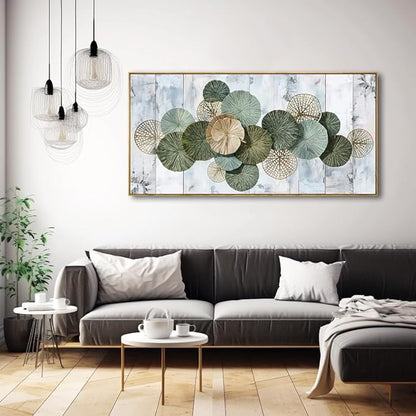 Wall Art Simple Wall Decor Green Canvas Painting Abstract Wall Art for Bedroom Living Room Dining Room Home Office Decor 24"x48" with Framed