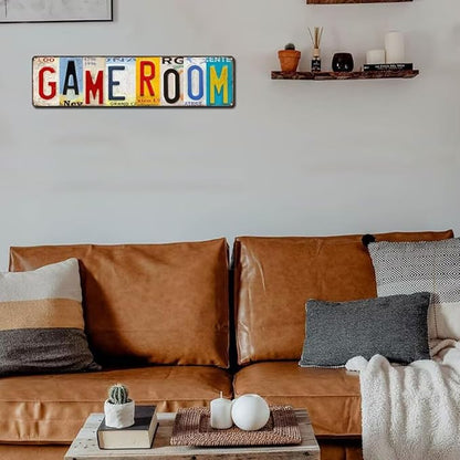 Game Room Sign Vintage Decor Basement Wall Signs Gameroom Decorations Ideas Games Retro Gamer Wall Art Gaming Retro Gift Accessories 4 x 16in