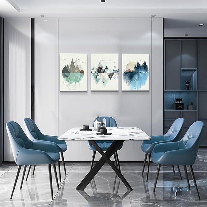 Abstract Geometry Mountain Canvas Art Paintings for Living Room, Family Bedroom, Office Decoration - Large Wall Decor Pictures, 16x24 Inch/3 Piece Set