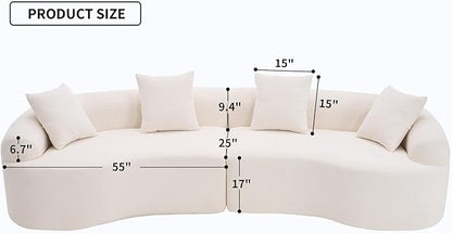 KEIKI Curved Chenille Modular Sectional Couches with Pillows, 4 Seater Oversized Upholstered Luxury Plush Cloud Sofa for Living Room Apartment, Full Compression Sponge,