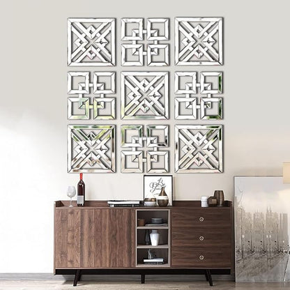 QMDECOR Decor Mirror Size 12x12 inches Square Mirrored Silver Wall Decorative Mirror with Beveled Edge Modern Fashionable Wall-Mounted Mirrors