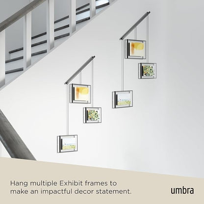 Umbra Exhibit Picture Frame Gallery Set, Adjustable Collage Display for 3 Photos, Prints, Artwork and More, Holds two 4x6" and one 5x7" Photos, Black