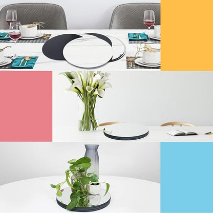 12" Round Mirror Plates, Glass Flat Mirrors, Circle Mirror Candle Plates for Table & Wedding Decorations, 2mm, 12 Pack
