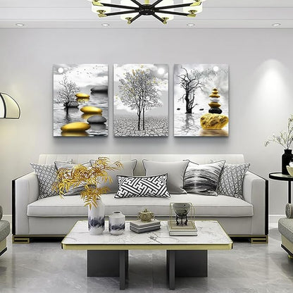 TTHYUEWS Inspiration Canvas Art For Living Room, Bedroom & Office - Black & White Nature Landscape Wall Prints - Large 3 Piece Set
