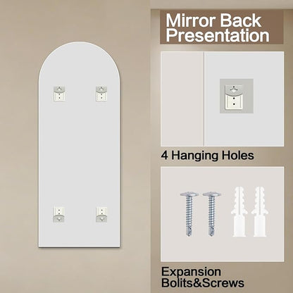 Niccy 61"×24" Frameless Arched Full Length Mirrors, Long Wall-Mounted Mirror for Living Room, Large Full Body Floor Mirror, Explosion-Proof Tall Hanging-Mirror for Bathroom Bedroom Entryway Decor