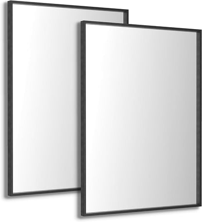 2-Pack Rectangle Bathroom Mirrors for Over Sink, 22"x30" Matte Black Frame Vanity Mirrors, Wall Mounted for Bathroom, Entryway or Living Room Decor