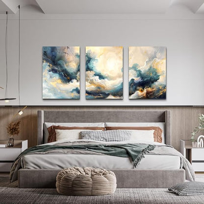 TTHYUEWS Minimalism Abstract Ink Paintings Large Wall Art For Living Room Canvas Wall Decor For Bedroom Office Wall Decorations Framed Canvas Prints Wall Pictures Artwork Modern Home Decor 3 Piece