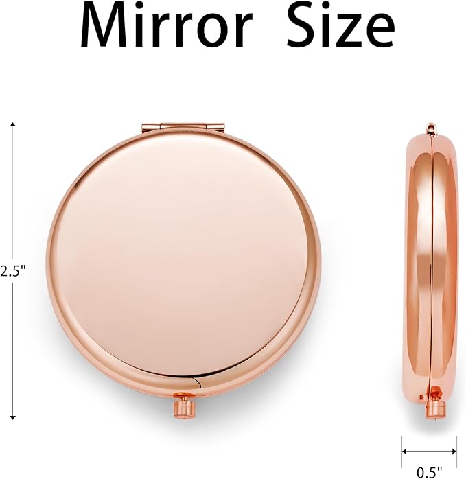 Compact Mirror for Purse, Metal Round Shell, Double-Sided 1X/2X Magnifying, Portable Travel Small Makeup Mirror, Mini Pocket Mirror, Rose Gold, 24 Packs