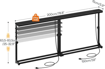 HOOBRO Narrow Console Table Set of 2 with Charging Station, Adjustable Height Sofa Table (25''-32.9''), Slim Behind Couch Table for Small Spaces, Entryway, Living Room, 78.8" Black BB95UXGP201