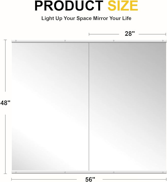 Home Gym Mirror for Wall, 48"x28"-2 PCS Full Length Workout Mirrors, Tempered Glass, HD Reflection, Large Frameless Body Mirror for Home Gym, Garage, Yoga, Dance, Bedroom(Silver)