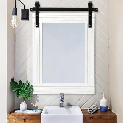 AAZZKANG White Wood Framed Mirror Rectangle Farmhouse Wall Mirrors Decor for Bathroom Bedroom Living Room Entryway Large 26"x18"