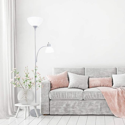Simple Designs LF2000-SLV Mother-Daughter Floor Lamp with Reading Light, Silver