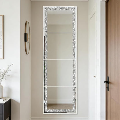 ZOLAPI Glamorous Crystal Crush Diamond Design – Adorned with Sparkling Crushed Diamond Trim Along the Edges, This Frameless Mirror adds a Touch of Luxury and Elegance to Any Space(11x14 inch 4pcs)