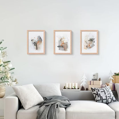 5x7 Picture Frame, OAK Wood Photo Frame with Perspex Glass for Vertical or Horizontal Tabletop Wall Display for Photos, Paintings, Posters, Artwork, Birthday Christmas Gift, Set of 3