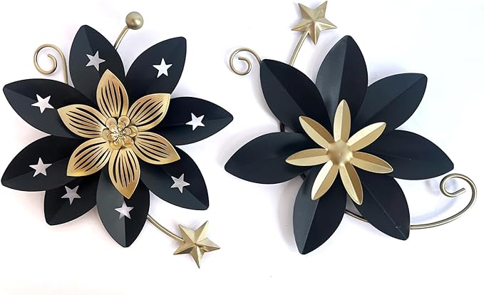 LIFFY Metal Leaf Wall Art (Black & Gold 2)