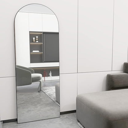 Arch Full Length Mirror - 65"x24" Arched Floor Mirror with Stand - Large Wall Mirror - Black - Standing, Hanging or Leaning Against Wall - Bedroom, Entry, Living Room