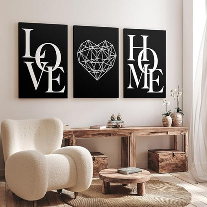 GUBIYU Love Home Wall Decor - Black and White Farmhouse Modern Home Decor - Family Love Sign - 16"x24"