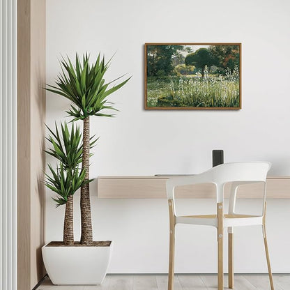 OIQArtOIQ Vintage Framed Wall Art Garden Landscape Canvas Art Prints Rustic Farmhouse Scenery Pictures Wall Decor Modern Cottagecore Paintings Artwork For Bedroom Bathroom Office Living Room
