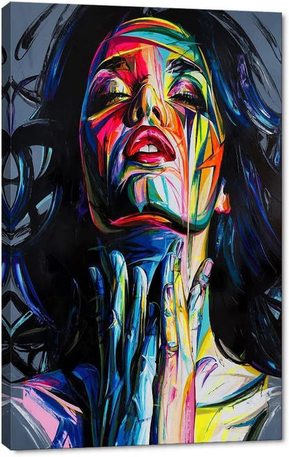 Pop Art Banksy Street Art Colorful Graffiti Print Picture Woman Graffiti Canvas Painting Wall Decor for Living Room Canvas Framed Wall Artwork Modern Home Decor Ready to Hang-28x44 Inch