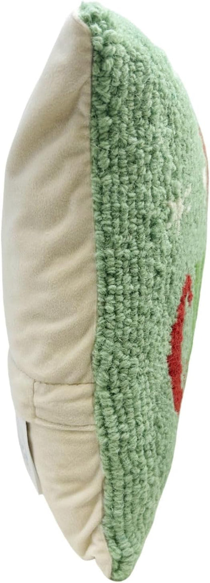 Hand Hooked Christmas Pillow - 12X20 inches Throw Pillow for Couch or Dorm (Merry Christmas)
