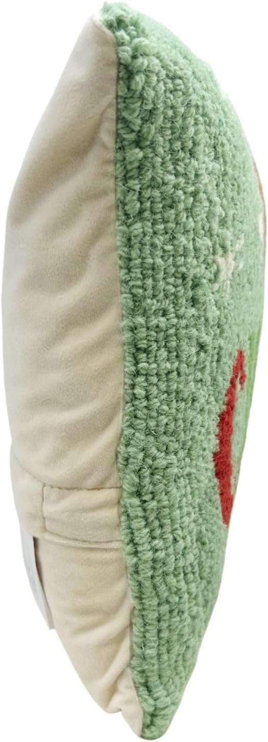 Hand Hooked Christmas Pillow - 12X20 inches Throw Pillow for Couch or Dorm (Merry Christmas)