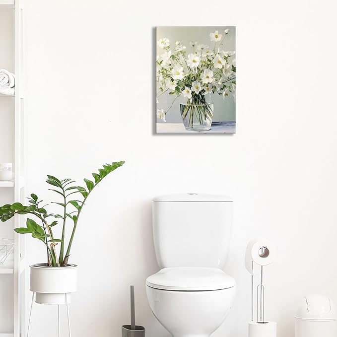 daktenn Floral Canvas Wall Art Bathroom Wall Art Pictures Wall Decor Home Decor Wall Decor for Bedroom Livingroom 12x16 Inches