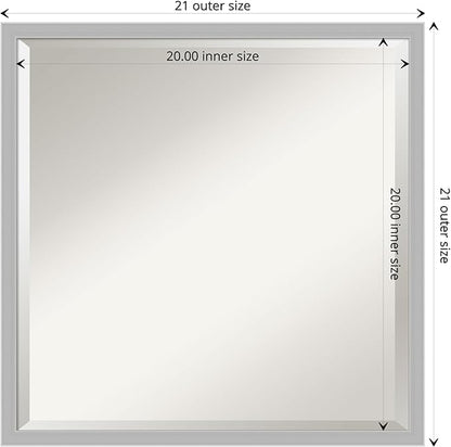 Amanti Art Silver Bathroom Mirror for Over Sink, 21x21 Hera Chrome Square Vanity Mirror, Medium Modern Frame, Hangs Horizonally and Vertically, Bathroom Wall Decor, Beveled Edge