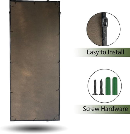 OUSHUAI Balck Full Length Mirror,Window Pane Grid Minimalism Long Floor Wall Mounted Mirrors for Entryway,Hallway,Living Room,Fireplace 22"X53"