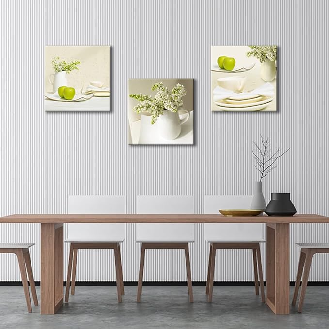 Wieco Art 3 Piece Floral Giclee Canvas Prints Wall Art Elegant Life Pictures Paintings for Living Room Kitchen Bathroom Home Decor Large Modern Gallery Wrapped Contemporary Pretty Flowers Artwork L