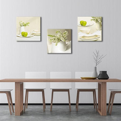 Wieco Art 3 Piece Floral Giclee Canvas Prints Wall Art Elegant Life Pictures Paintings for Living Room Kitchen Bathroom Home Decor Large Modern Gallery Wrapped Contemporary Pretty Flowers Artwork L