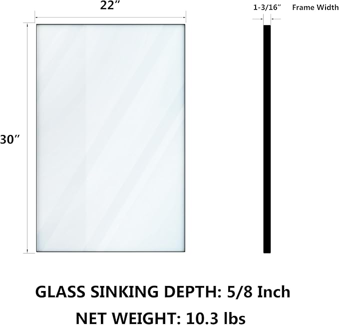 VocalStar Black Metal Framed Bathroom Mirror for Wall, 22 x 30 Inch Square Corner Rectangle Black Bathroom Vanity Mirror Modern Farmhouse, 1/4-inch Shatterproof Glass | Ultra-Flush Hanging