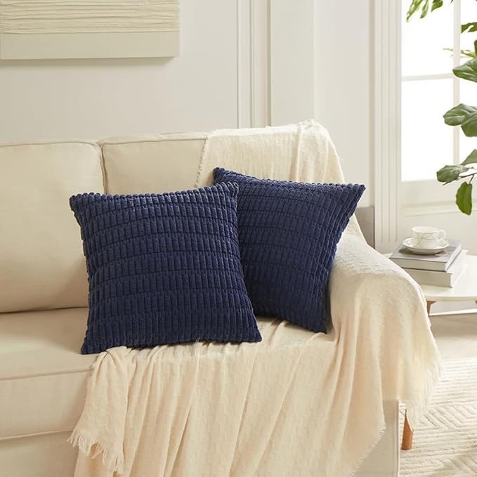 Fancy Homi 4 Packs Decorative Throw Pillow Covers for Living Room Couch Bed, Modern Farmhouse Boho Home Décor Accent Cushion Case, 26" x 26", Navy Blue
