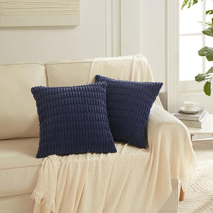 Fancy Homi 4 Packs Decorative Throw Pillow Covers for Living Room Couch Bed, Modern Farmhouse Boho Home Décor Accent Cushion Case, 18" x 18", Navy Blue