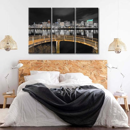 TUMOVO American Cityscape Canvas Wall Art City Skyline Wall Decor Living Room Ortland Oregon Skyscrapers Pictures Wall Decor for Bedroom Posters and Prints Framed Ready to Hang (42" Wx28 H)