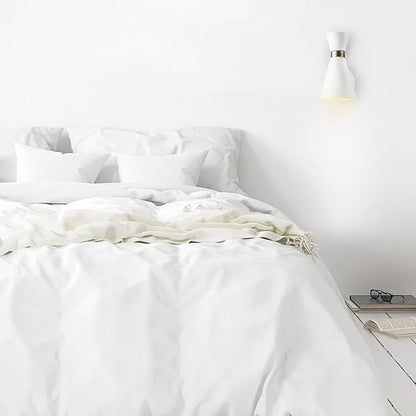 Globe Electric 65000030 1-Light Wall Sconce, White, Matte Brass Accent, Wall Lights for Living Room, Bedroom, Den, Mounted Bedside Lamp, Apartment Essentials, Dimmable, Light for Apartment and Rentals