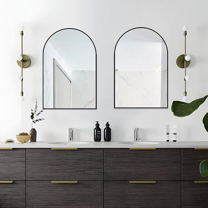 Arched Wall Mirror for Bathroom, 20"x30" Arched Mirror Wall Mounted Mirror with Metal Frame, Black Vanity Mirror Decor for Mantle, Bedroom, Entryway, Living Room