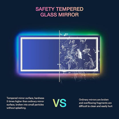 77x36 Inch RGB LED Bathroom Mirror with Lights, Color Changing RGB Backlit LED Mirror for Bathroom,Lighted Vanity Mirrors for Bathroom Wall, Dimmable, Anti-Fog (RGB Backlit+Front-Lit)
