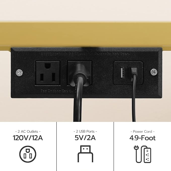 HOOBRO TV Stand with LED Lights and Power Outlets for TVs up to 65", Modern 55 Inch Tempered Glass TV Console Table with Open Shelves, Media Entertainment Center for Living Room, Gold GD145UDS01