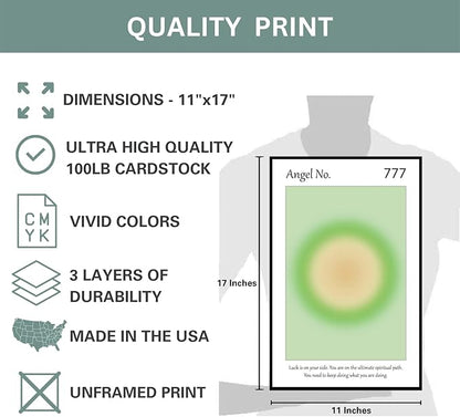 Gradient Aura Angel Numbers Poster Sets for Room Aesthetic Inspirational Quotes Wall Art Paintings Abstract Minimalist Room Wall Decor - 11x17in LAMINATED - No Frame (777, 888, 999 - Angel Numbers)