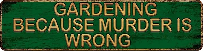 Vintage Metal Tin Sign GARDENING 4''x16'' inch, Street Sign for Home, Restaurant, Bar, Cafe, Garage - Retro Wall Decor Plaque