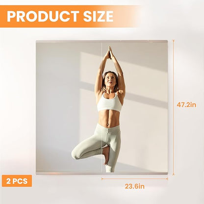 Peegel Home Gym Mirror - 72''x32''(2PCS) Large Frameless Tempered Glass Workout Mirrors for Home Gym Wall,Yoga,Garage,Dance