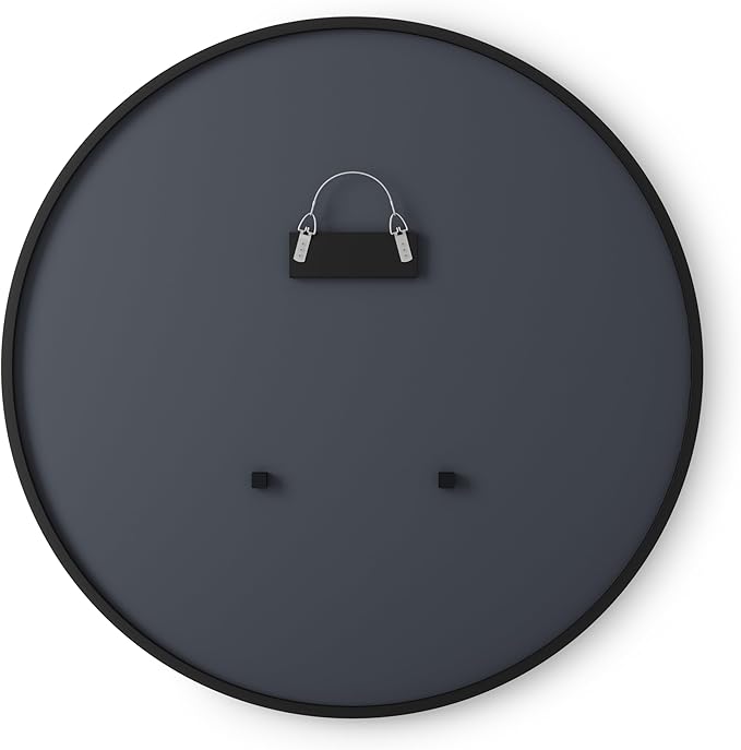 Umbra Hub Round Wall Mirror with Rubber Frame, Modern Style for Bathroom, Entryway, Living Room and More, 37-Inch, Black