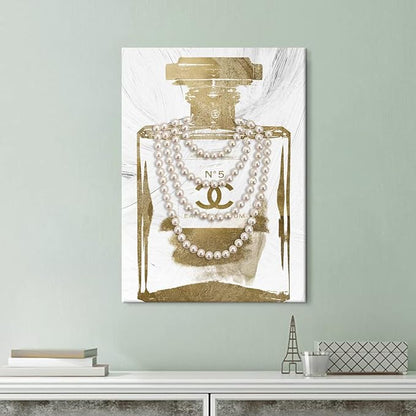 Vintage Perfume Bottle Canvas Wall Art Modern Luxury Posters Print Fashion Glam Poster Picture for Bedroom Make up Room Home Decor 24"x36"