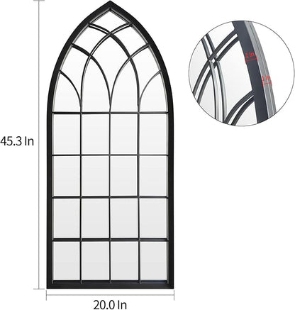 WAMIRRO Farmhouse Window Mirror,Arched Black Mantel Mirror,Cathedral Wall Mirrors with Window Pane for Entryway/Fireplace/Living Room/Hallway 20"X46"