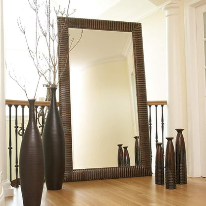 Howard Elliott Collection Alexander Leaning & Standing Full Length Oversized Mirror, Traditional Antique Bronze Wall Mounted Floor Mirror with Wood Frame, for Home, Living Room & Bedroom, 82 x 46 Inch
