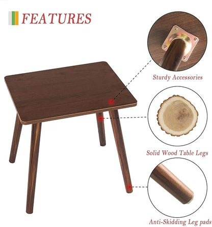 Small Side Table, Mid Century Modern End Tables Living Room, Wood Accent Bed Side Table with Solid Wood for Bedroom, Office, Small Spaces, Walnut Brown